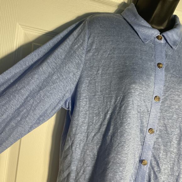 J Jill Shirt Womens Medium Linen Button Up Long Sleeve Lightweight Clearpond - Picture 2 of 13
